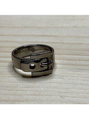 Michael Kors MK Silver Belt Buckle Statement Band Ring Goth Punk Emo Y2K Biker